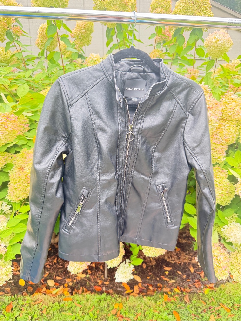 Urban Republic Black Faux Leather Zip-Front Jacket